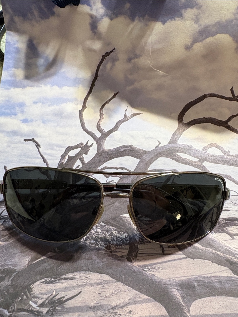 Burberry Metal Sunglasses with Dark Lenses
